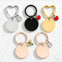 Porte-clés rond personnalisable Ywyougang avec charm en émail mignon, en acier inoxydable, multicolore pour femmes et filles