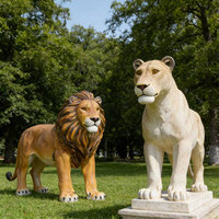 Statues d'animaux en fibre de verre personnalisées QUNCAN, statues de lion et de léopard en fibre de verre pour la décoration de parcs en plein air