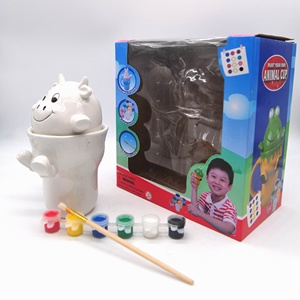 <span class=keywords><strong>Taza</strong></span> <span class=keywords><strong>de</strong></span> Cerámica y Esmalte Pintada a Mano <span class=keywords><strong>con</strong></span> Forma <span class=keywords><strong>de</strong></span> Vaca, <span class=keywords><strong>con</strong></span> 6 Pinturas y 1 Pincel para Niños - Product Image 2