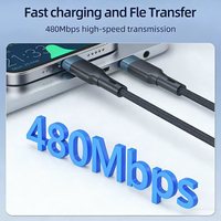 Cable USB Tipo-C TORFS de 1M, Carga Rápida de 3A, Transferencia de Datos de 480Mbps, Conductor de Cobre Puro Trenzado con Aleación de Aluminio, Revestimiento de Silicona
