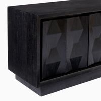 Meuble personnalisé de haute qualité 80 pouces en bois massif noir 4 portes meuble TV table Console multimédia en bois