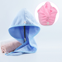 Serviette de cheveux en microfibre anti-frisottis enveloppement de séchage des cheveux en gros enveloppement de serviette de tête avec bouton cheveux turban enveloppement de serviette