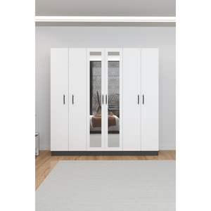 Armario Moderno con Espejo de 6 Puertas y Gran Capacidad de Almacenamiento, con 4 Cajones y 13 Estantes, para Dormitorio o Taller - Product Image 4