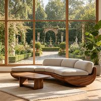 Canapé d'angle incurvé de luxe moderne en tissu lin rembourré pour salon de villa et appartement haut de gamme