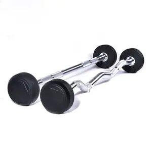 Round Straight Barbell Curl Barbell 10-50 kg white black word Fixed Straight Barbell Set