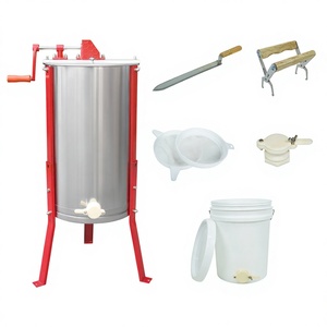Extracteur de miel manuel à 2 cadres en acier inoxydable avec manivelle, centrifugeuse à miel pour l'apiculture, la ferme et la récolte de miel à domicile - Product Image 1