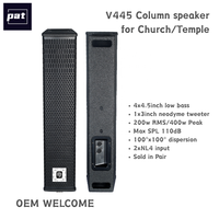PAT V445 Enceinte colonne en bois 4x4,5 pouces avec caisson de basses actif 15 pouces, système d'enceintes colonne actives au néodyme avec audio haute résolution