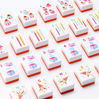 Joyeux Anniversaire – Jeu de Mahjong Américain Rose Rouge avec 160 Tuiles en Mélamine Gravées, Sac de Voyage et Tuiles Personnalisées