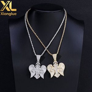 Hip Hop Custom 925 Sterling Silver Moissanite <b>Cross</b> Praying Hand Tennis <b>Chain</b> Men'S Retro Necklace - Product Image 4