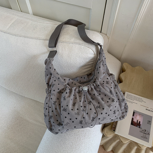 2025 New Arrivals Korean-Style Plaid <b>Drawstring</b> "Cloud" Bag Large Capacity Women's <b>Backpack</b> Shoulder Bag and Crossbody Bag - Product Image 3