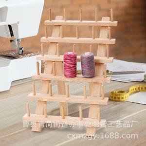 Support à bobines de fil en bois, 3 couches, pliable, portable, organisateur de rangement pour fil à coudre, pour la broderie et l'artisanat - Product Image 1