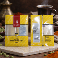 Sachet plastique imprimé sur mesure à fermeture centrale avec fenêtre transparente, emballage alimentaire de qualité pour l'emballage de la cardamome verte et des assaisonnements