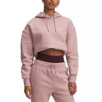 Setelan Hoodie dan Celana Jogger Wanita 2 Potong dengan Bordir Logo Kustom, Kerah Bulat, Celana Panjang, dan Atasan Crop High Waist