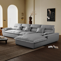 Weiche Hochlehner L-förmige Cloud-Sofas Luxuriöses Modernes Wohnzimmer L-Form Sofa-Set Breite Sitzfläche Cremeweiß Stoff Lounge-Sofa
