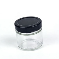 Pot en verre rond transparent réutilisable avec couvercle en métal pour le miel, la confiture, les cornichons, les épices, la crème, les bougies, le stockage des aliments
