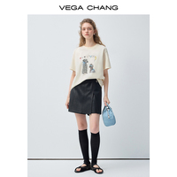 VEGA CHANG Verstellbare Schnalle Süße Coole Matte Asymmetrische Split-Detail Lederrockhose Frühling Coole Vielseitige Rockhose