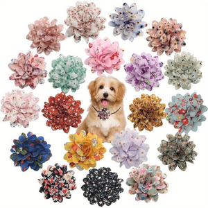 Luxury Polyester Floral Dog Collar Necklace Colorful Charms Custom Logo All-Season Decorative Pet Pendants for Retail - Product Image 1