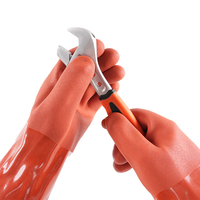 Gants de travail imperméables en PVC entièrement enduits avec doublure en tissu éponge pour l'hiver et les températures froides, vente en gros