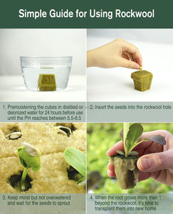 Hej đá len trồng khối 1 inch có lỗ cho thủy canh, hoàn hảo cho rễ, cắt, cây nhân bản, 4 tấm 200 khối - Product Image 5