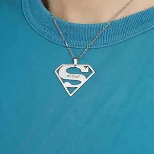 Hot Selling Father's Day Gifts Super Man Triangle Pendant Necklace Fashion Simple Stainless Steel Superman Necklace For Man