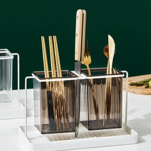 Support mural de rangement pour baguettes et cuillères, en plastique, avec égouttoir, style luxe léger, pour cuisine domestique et restaurant - Product Image 3