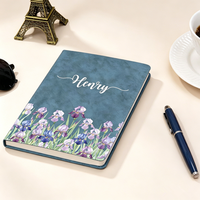 Cuaderno A5 de Cuero Vegano PU Personalizado con Nombre y Flor de Nacimiento, Set de Bolígrafo, Regalo de Aniversario, Día de la Madre, Cumpleaños para Mamá, Mujeres