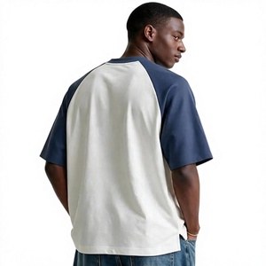 Men's Oversized White Cotton <b>T</b>-<b>Shirt</b> Short <b>Sleeve</b> O-Neck Casual Solid Color <b>Raglan</b> <b>Sleeve</b> Blank Beazer Sports Eco-Friendly 230g - Product Image 2