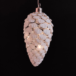 Pintura por pulverización LED con pilas, cono de pino de cristal colgante de Navidad iluminado - Product Image 4