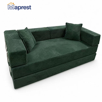 Modernes Modulares Schlafsofa aus Cord und Samt mit Verstellbarer Rückenlehne, Konvertierbares Design für Wohnzimmer, Apartments, Kleine Räume, Villen und Hotels