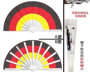 Éventail pliant personnalisé en bambou et tissu, grand format, avec drapeau intégré - Product Image 5