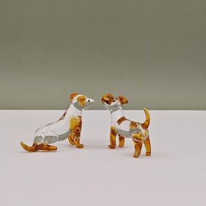 Figurines de chien en verre artisanales, lot de 2, décoration moderne pour salon, cadeau d'anniversaire - Product Image 2