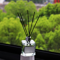 C&H Offre Spéciale – Diffuseur de Parfum d'Ambiance de Luxe avec Bouteille en Verre Transparent Carrée, Logo Personnalisé, Bâtonnets en Rotin et Coffret Cadeau
