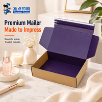 Boîte d'expédition en carton ondulé de luxe sur mesure, de haute qualité, avec doublure violette détachable, pour emballage cadeau de marque