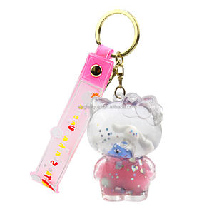 アクリルファッション ハローキティ 猫 浮遊液体バブル液体キーホルダー ファッションアニメ漫画キーリング - Product Image 5