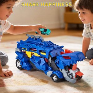 Jouet de transport à friction EPT pour tout-petits, <span class=keywords><strong>camion</strong></span> monstre dinosaure de course avec 2 voitures - Product Image 2