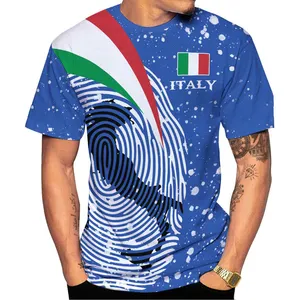 Camiseta masculina com estampa 3D de bandeira italiana, top de manga curta com gola redonda e gola redonda, camisetas casuais personalizadas, roupas masculinas de verão