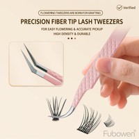 Pince à épiler professionnelle Fubowen pour cils, logo personnalisé gratuit, rose, préhension parfaite pour les cils, pince à épiler à pointe en fibre