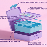 Sans Bpa, Passe au lave-vaisselle, Cupcakes violets, Diviseur de service étanche à 4 compartiments, Petite boîte à snackle, Conteneur de stockage des aliments