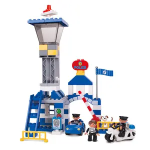 Building block police station 93PCS Children's early education creativity DIY Assembling police and thief building blocks toy