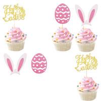 Oster-Kuchendekoration, Karotten-Häschen-Osterei-Cupcake-Topper für Babyparty Geburtstagstorten-Dekorationen
