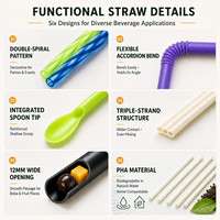 Pailles à boire écologiques biodégradables en PHA de 12 mm de large pour thé Boba, compostables à la maison et pour les fêtes