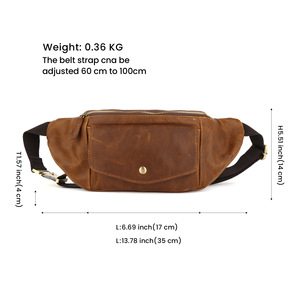 Dujiang Genuine Leather Waist <b>Bag</b> Men's Multi-Functional Chest <b>Bag</b> Brown Outdoor Casual Style - Product Image 5