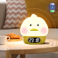EMAF Forme Canard Silicone Enfants Chambre à coucher Décor Cadeau RVB Atmosphère Souple Table de Bureau Horloges Numériques Veilleuse Réveil