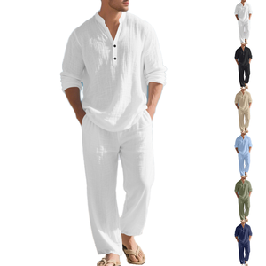 <b>Men's</b> Loose Cotton/Bamboo Fiber O-Neck <b>Long</b> Sleeve Thick Raised Rubber Print Sportswear <b>Jacket</b> - Product Image 2