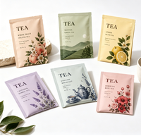 Sachets d'emballage pour thé en aluminium imprimé personnalisé, étanches à l'air, sous vide, mini-pochettes pour le remplissage du thé, sachets debout, échantillons pour le thé
