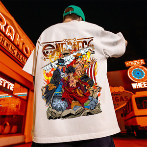 Nuovo <span class=keywords><strong>Anime</strong></span> giapponese un pezzo Casual <span class=keywords><strong>Top</strong></span> Trendy da uomo Hip-hop estivo versatili maniche a cinque quarti - Product Image 2