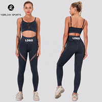 Nouveau lavage à l'acide personnalisé sans couture maille creuse évidée extensible bout à bout entraînement Gym Fitness Yoga ensemble