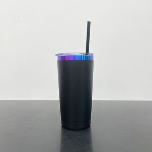 Gobelet isotherme sous vide 20oz bleu violet plaqué, avec couvercle et paille, disponible depuis l'entrepôt américain - Product Image 1