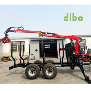 DIBO Schwerlast-Forstanhänger mit 6 Tonnen Kapazität, 5,5 m hydraulischem Teleskopkran und vollständig um 360 Grad drehbarem Holzgreifer - Product Image 6