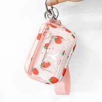 Dompet Koin Poliester Tahan Lama Unisex, Dompet Pendek Kecil dengan Resleting, Tempat Kartu, Gantungan Kunci, Tas Clutch
